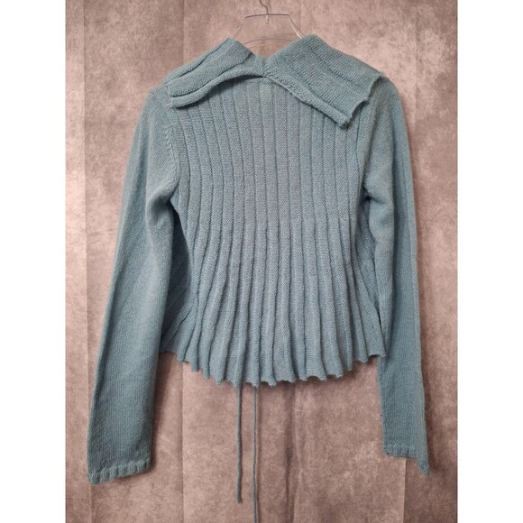 Intuitions Mohair Mermaid Aquamarine Tie Front Y2K Cardigan Women's M Soft Boho - Picture 2 of 9